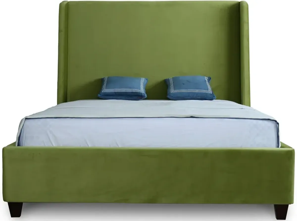 Theron Queen Upholstered Platform Bed - Green