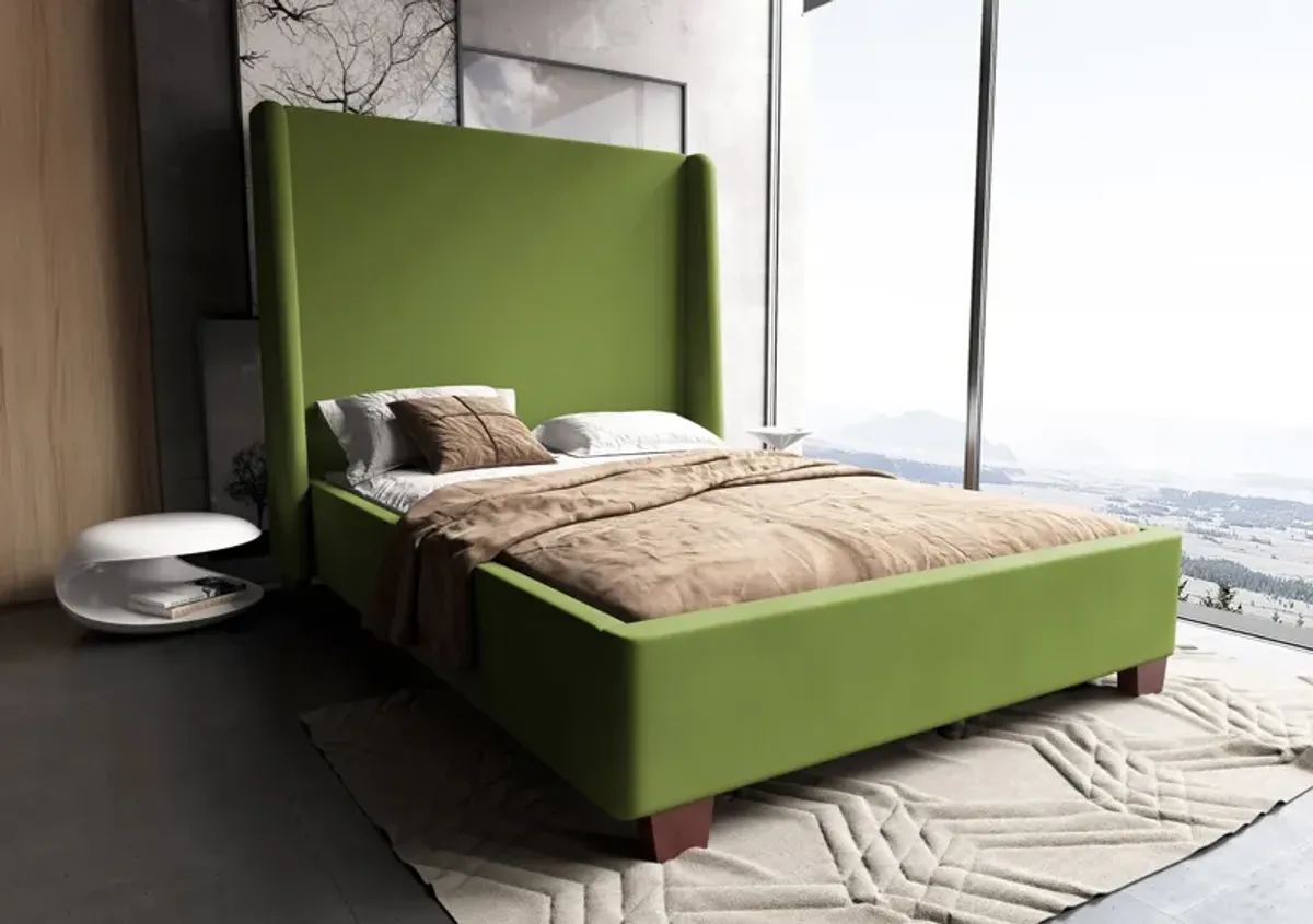 Theron Queen Upholstered Platform Bed - Green