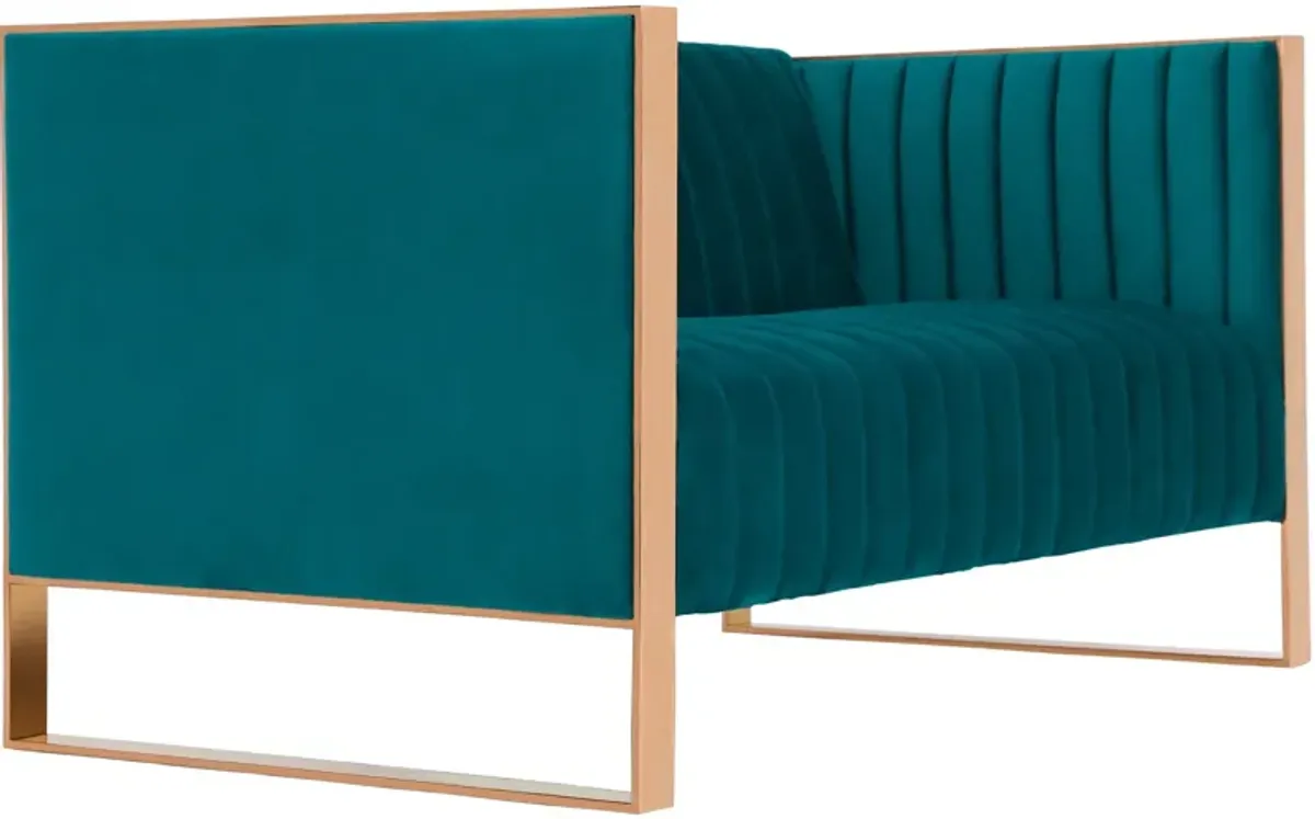 Dobrev Loveseat - Teal/Rose Gold