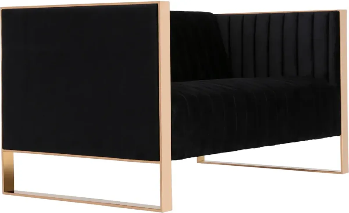 Dobrev Loveseat - Black/Rose Gold