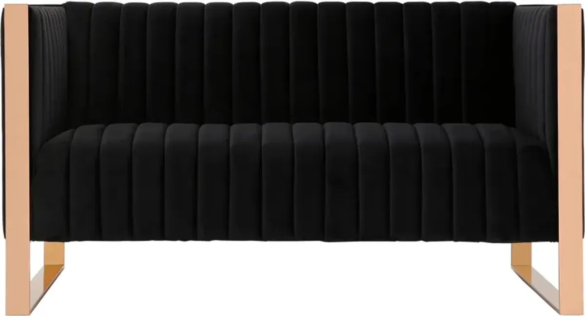 Dobrev Loveseat - Black/Rose Gold