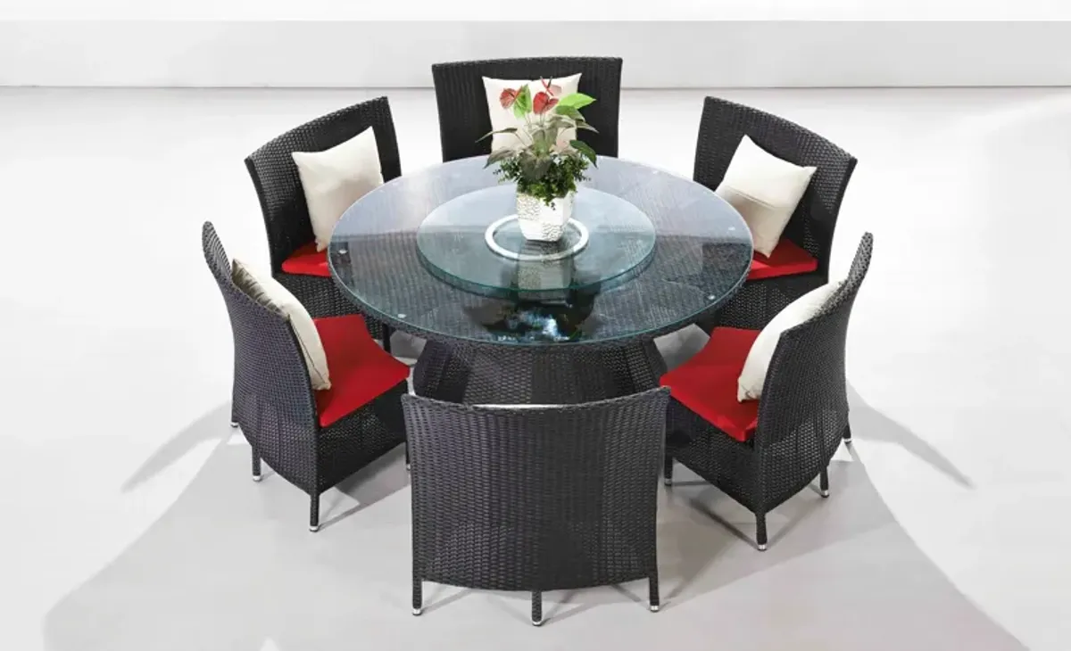 Kauai Outdoor Dining Table and 6 Chairs - Black/Red