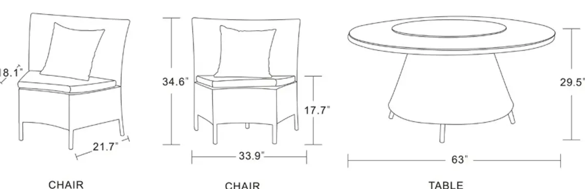 Kauai Outdoor Dining Table and 6 Chairs - Black/Green