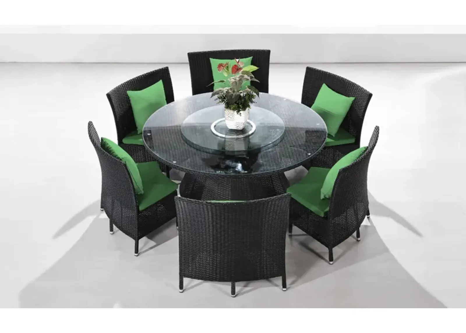 Kauai Outdoor Dining Table and 6 Chairs - Black/Green