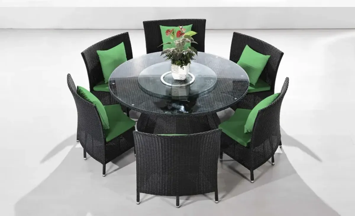 Kauai Outdoor Dining Table and 6 Chairs - Black/Green