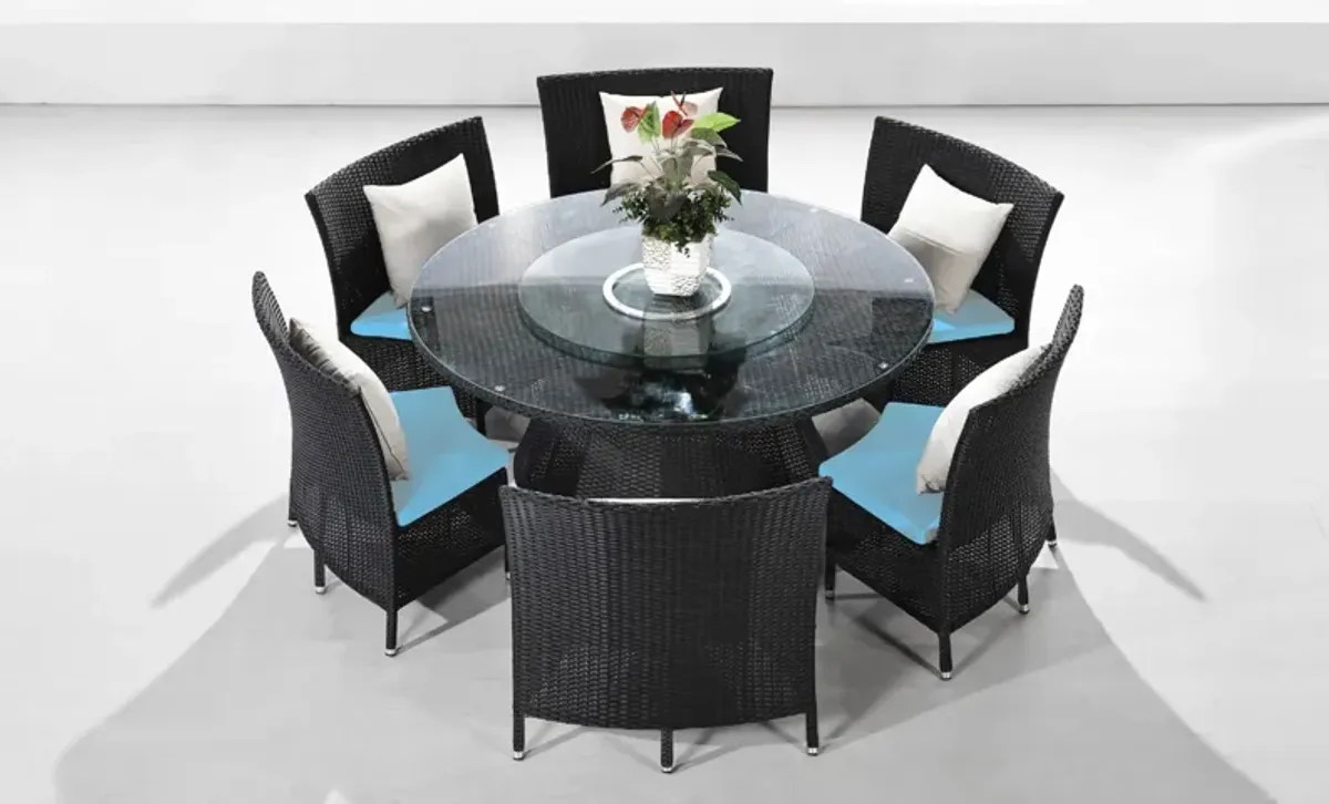 Kauai Outdoor Dining Table and 6 Chairs - Black/Blue