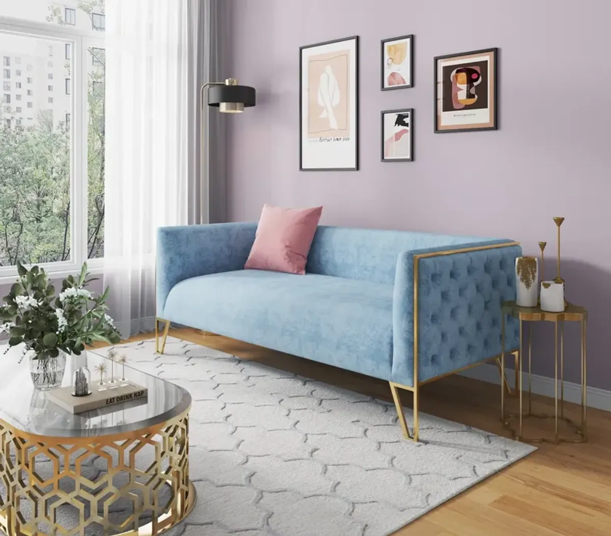 Knightley Sofa - Blue/Gold