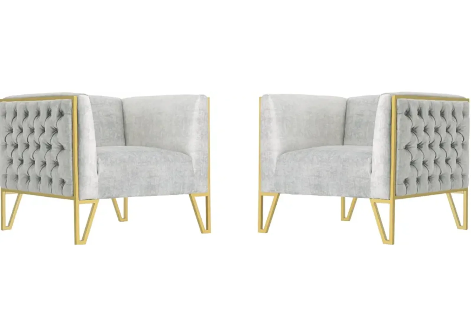 Knightley Set of 2 Accent Chairs - Grey/Gold