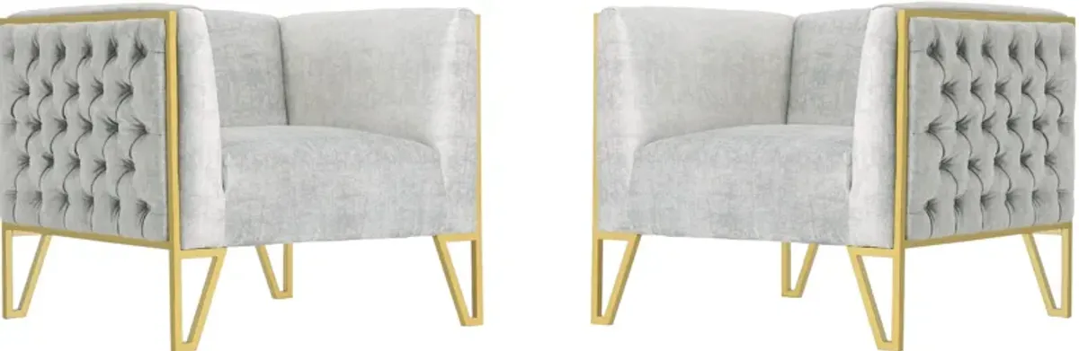 Knightley Set of 2 Accent Chairs - Grey/Gold