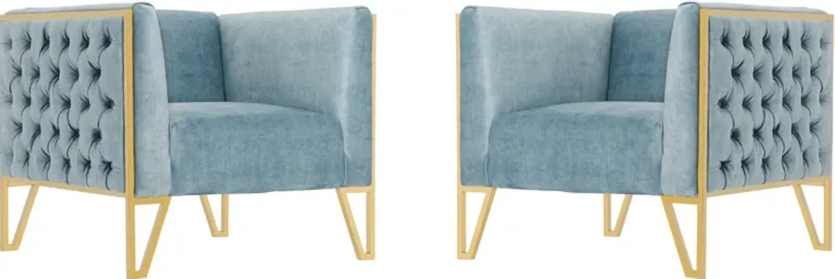 Knightley Set of 2 Accent Chairs - Blue/Gold