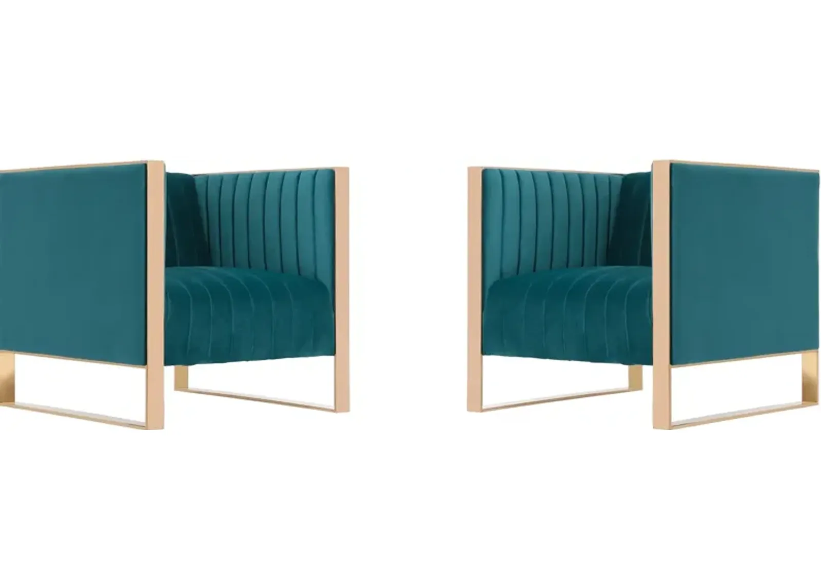 Dobrev Set of 2 Accent Chairs - Teal/Rose Gold