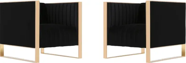 Dobrev Set of 2 Accent Chairs - Black/Rose Gold