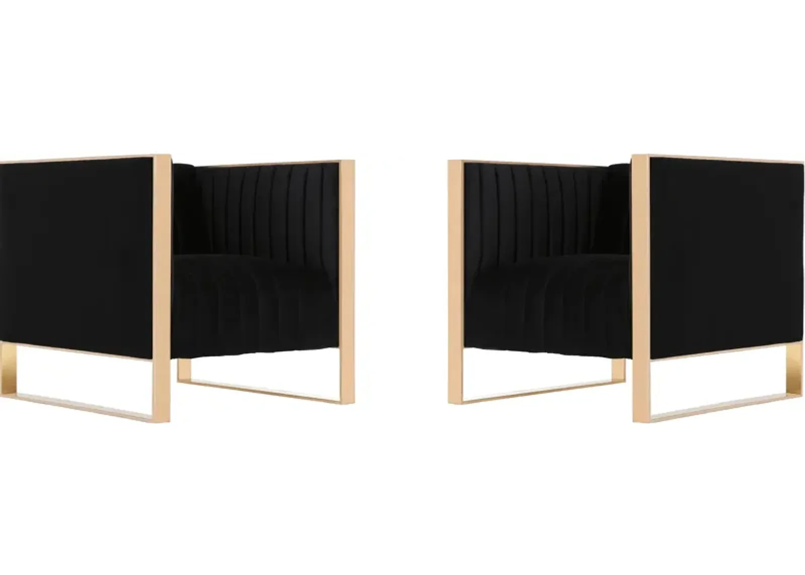 Dobrev Set of 2 Accent Chairs - Black/Rose Gold