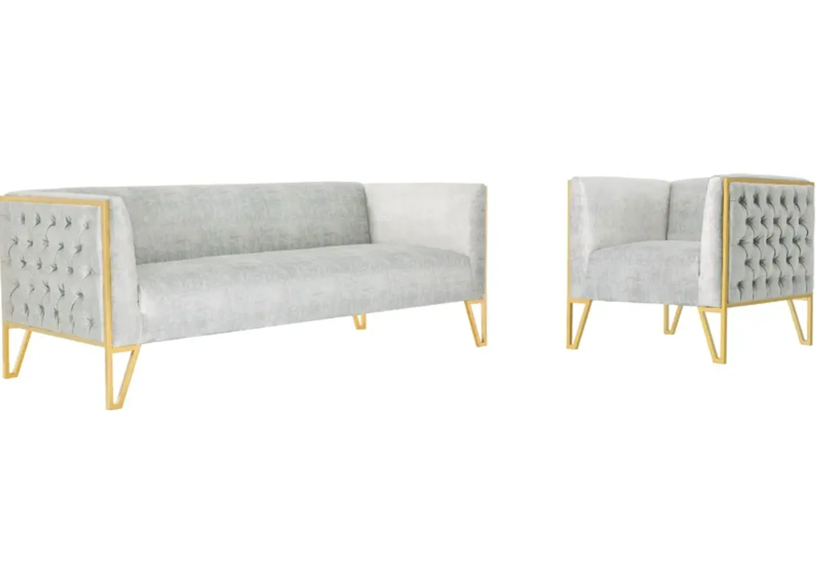 Knightley Sofa and Chair Set - Grey/Gold