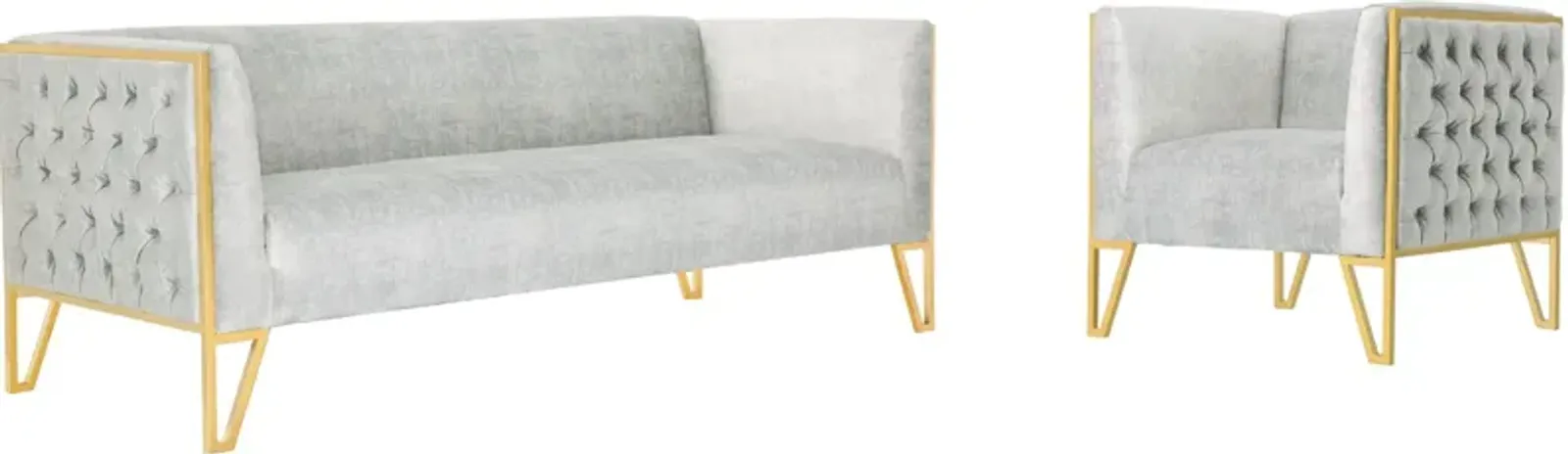 Knightley Sofa and Chair Set - Grey/Gold