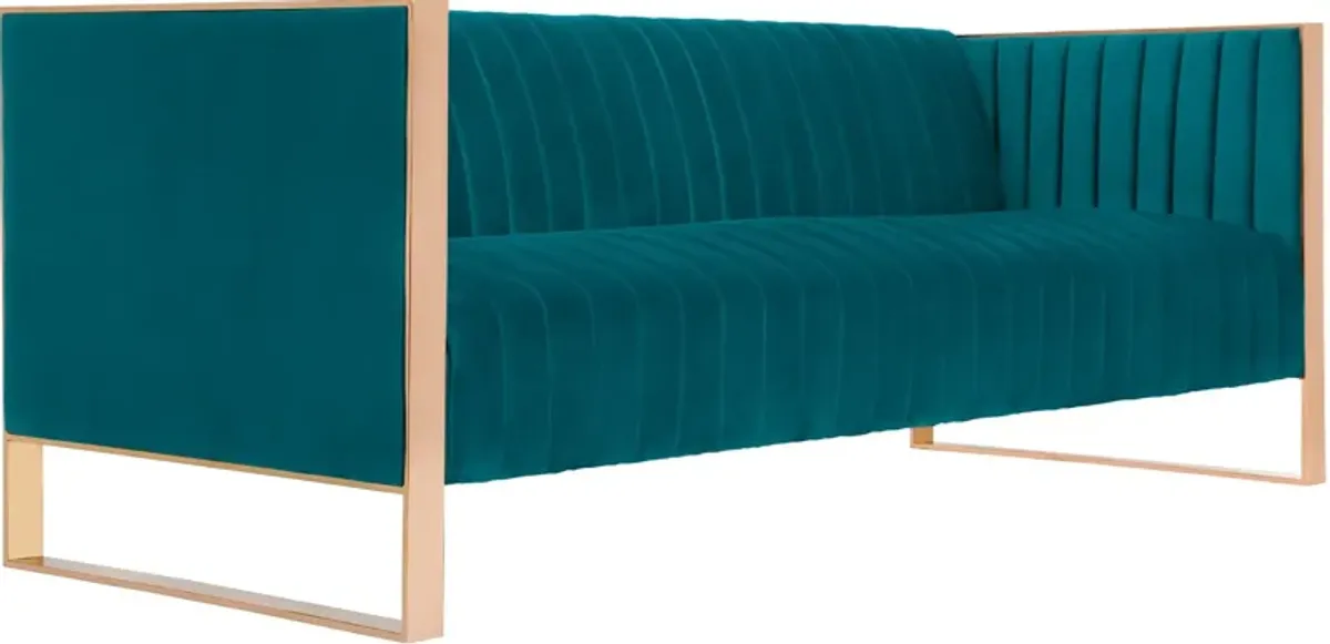 Dobrev Sofa and Chair Set - Teal/R.Gld