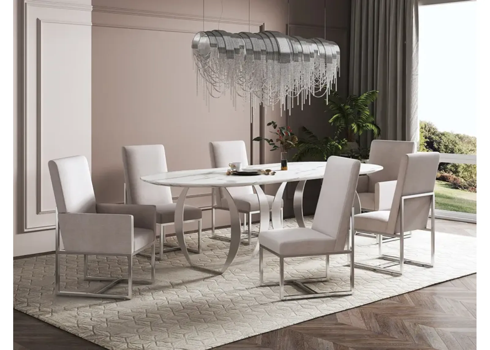 Moore 4 Dining Chairs and 2 Arm Chairs - Champagne