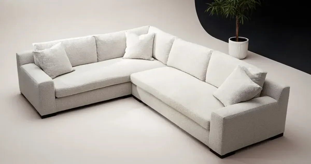 Ethan 2-Piece Hybrid Comfort Sectional with Right-Facing Sofa- Bloke Cotton