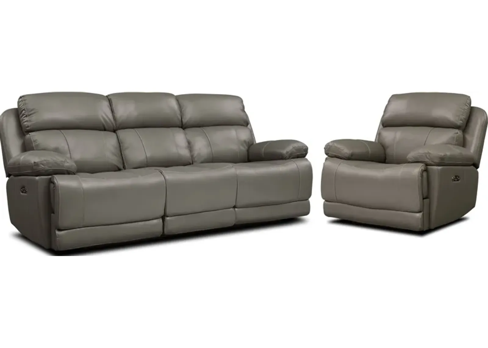 Monte Carlo Dual-Power Reclining Sofa and Recliner Set - Gray