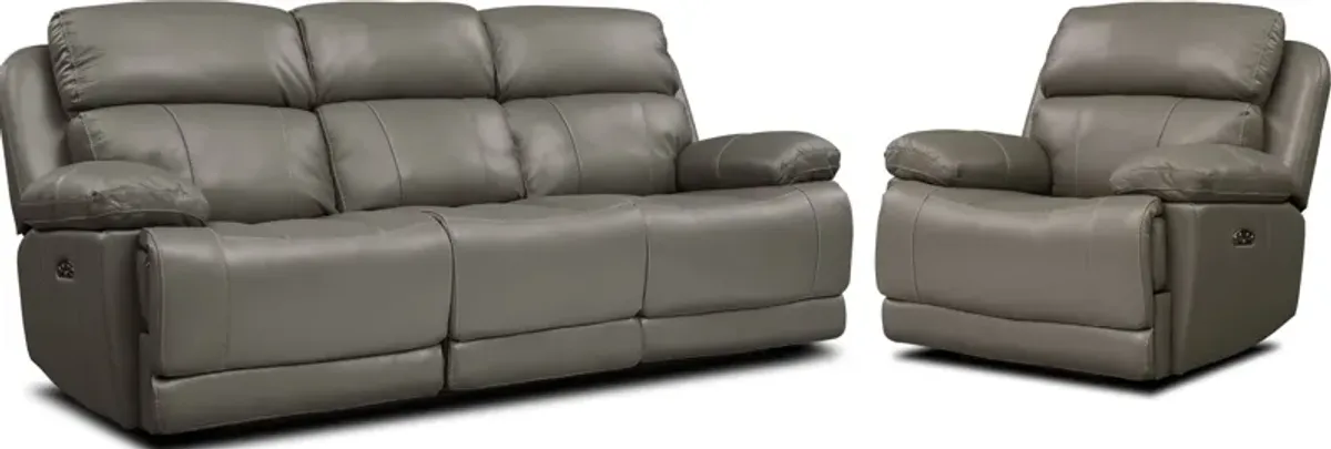 Monte Carlo Dual-Power Reclining Sofa and Recliner Set - Gray