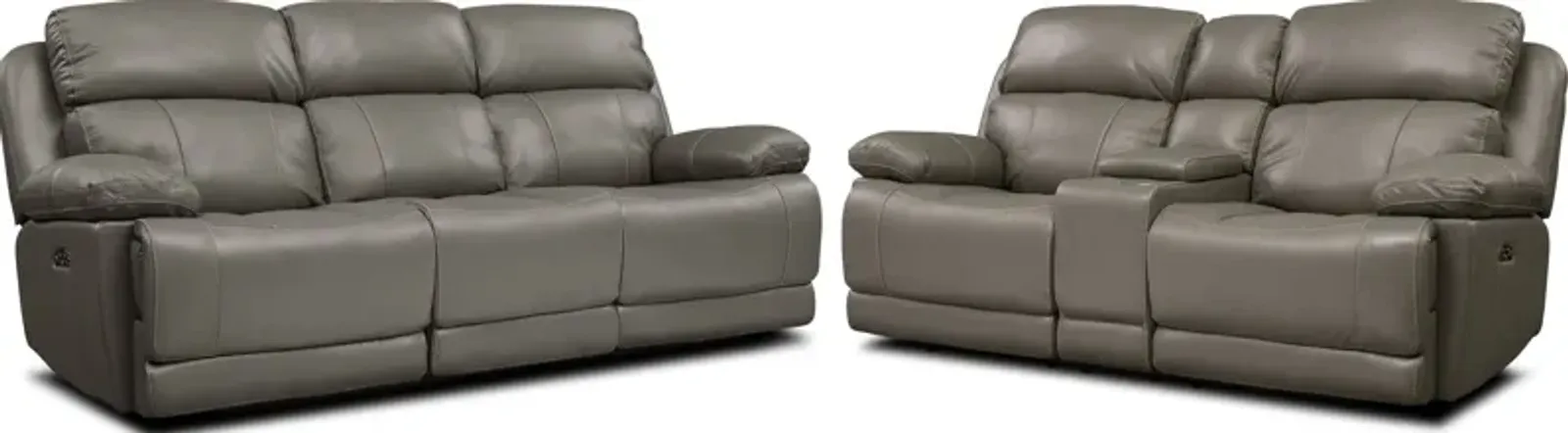 Monte Carlo Dual-Power Reclining Sofa and Loveseat Set - Gray