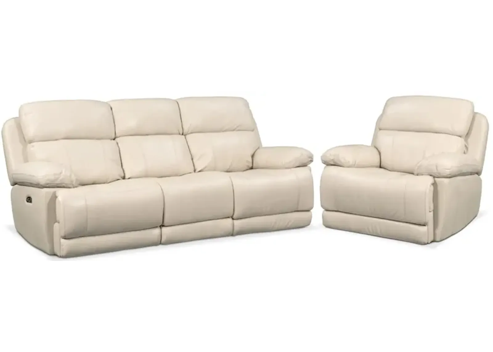 Monte Carlo Dual-Power Reclining Sofa and Recliner Set - Cream