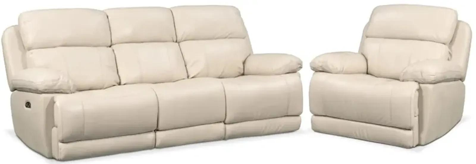 Monte Carlo Dual-Power Reclining Sofa and Recliner Set - Cream