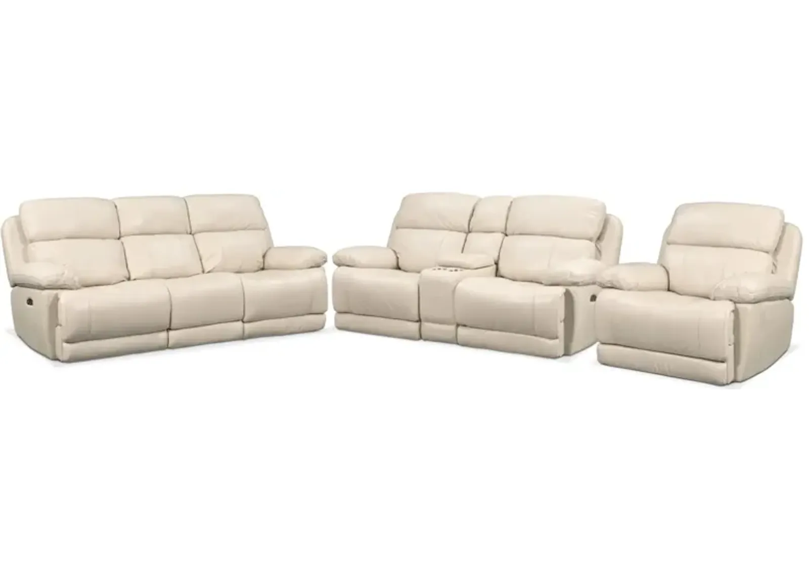 Monte Carlo Dual-Power Reclining Sofa, Loveseat and Recliner - Cream