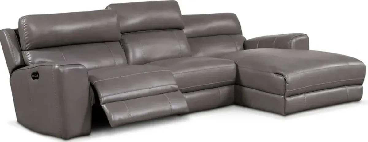 Newport 3-Piece Dual-Power Reclining Sectional with Right-Facing Chaise - Gray