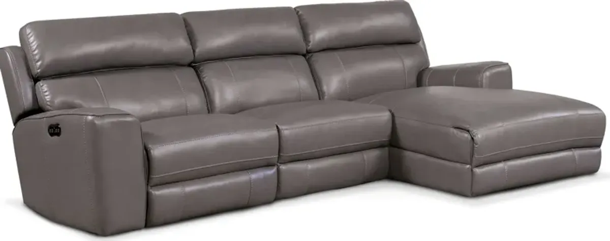 Newport 3-Piece Dual-Power Reclining Sectional with Right-Facing Chaise - Gray