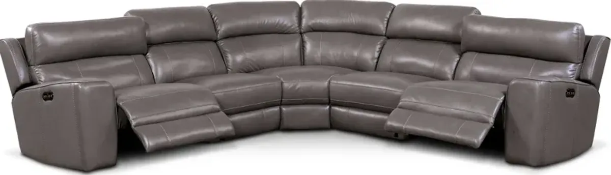 Newport 5-Piece Dual-Power Reclining Sectional with 2 Reclining Seats - Gray