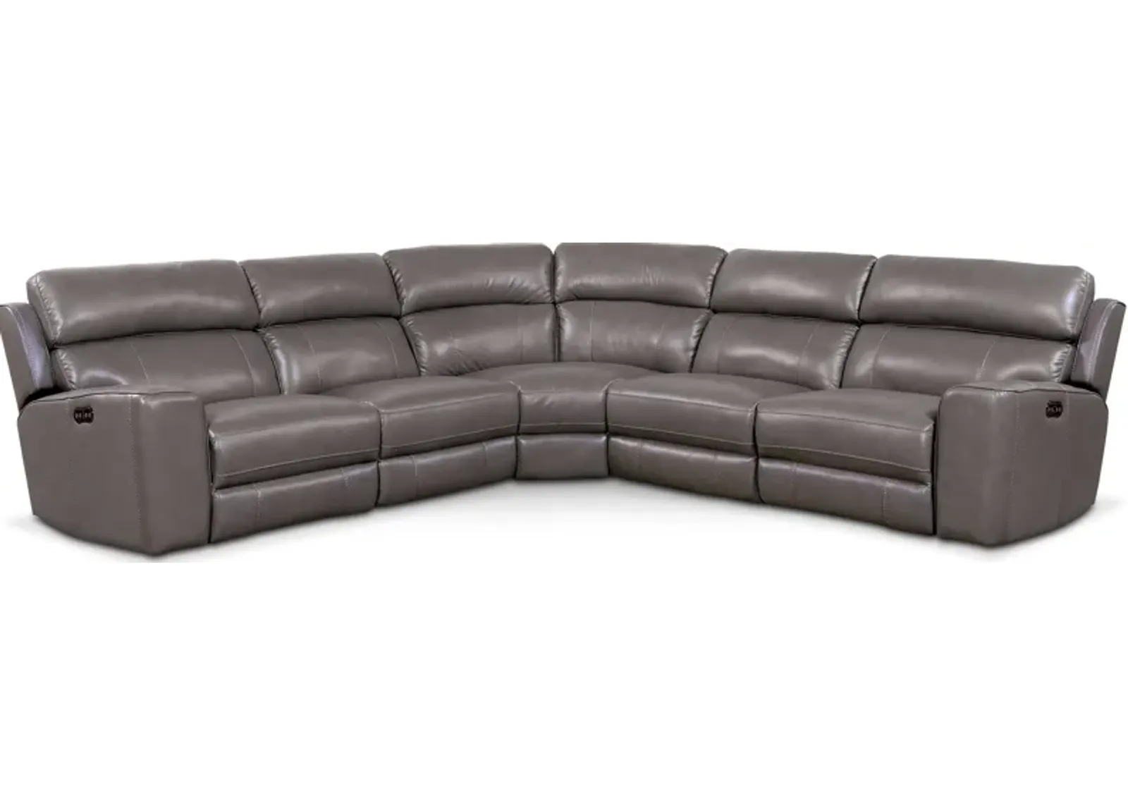 Newport 5-Piece Dual-Power Reclining Sectional with 2 Reclining Seats - Gray