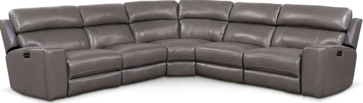 Newport 5-Piece Dual-Power Reclining Sectional with 2 Reclining Seats - Gray