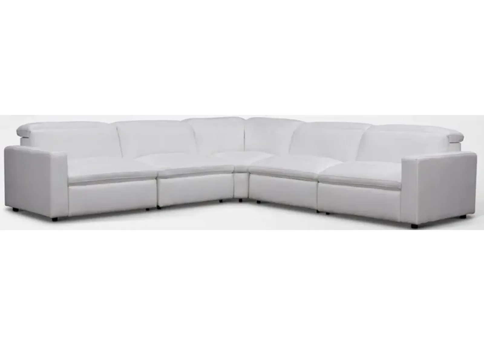 Happy 5-Piece Dual-Power Reclining Sectional with 3 Reclining Seats - White