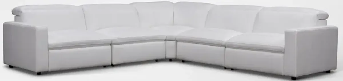 Happy 5-Piece Dual-Power Reclining Sectional with 3 Reclining Seats - White