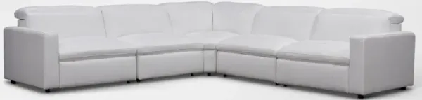 Happy 5-Piece Dual-Power Reclining Sectional with 3 Reclining Seats - White