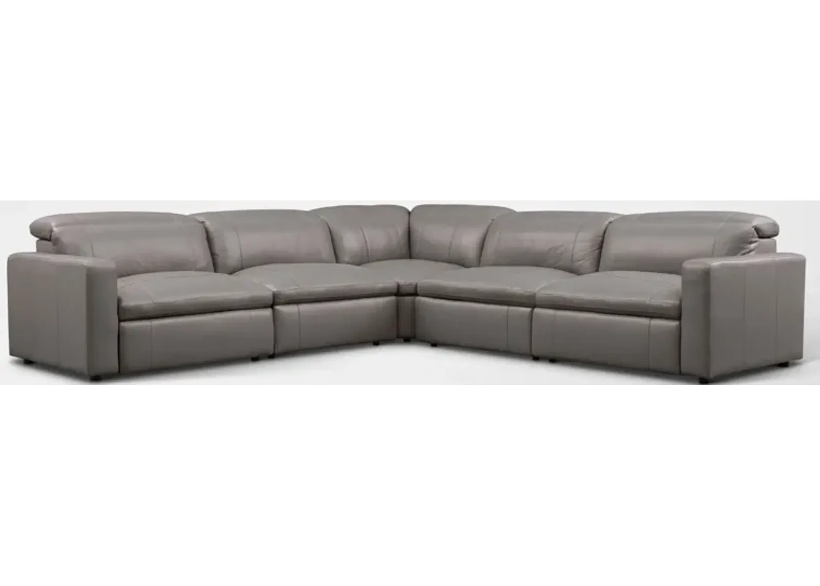 Happy 5-Piece Dual-Power Reclining Sectional with 3 Reclining Seats - Gray