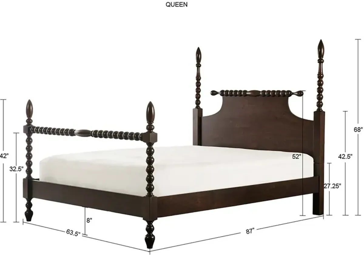 Hillary Queen Platform Bed - Brown