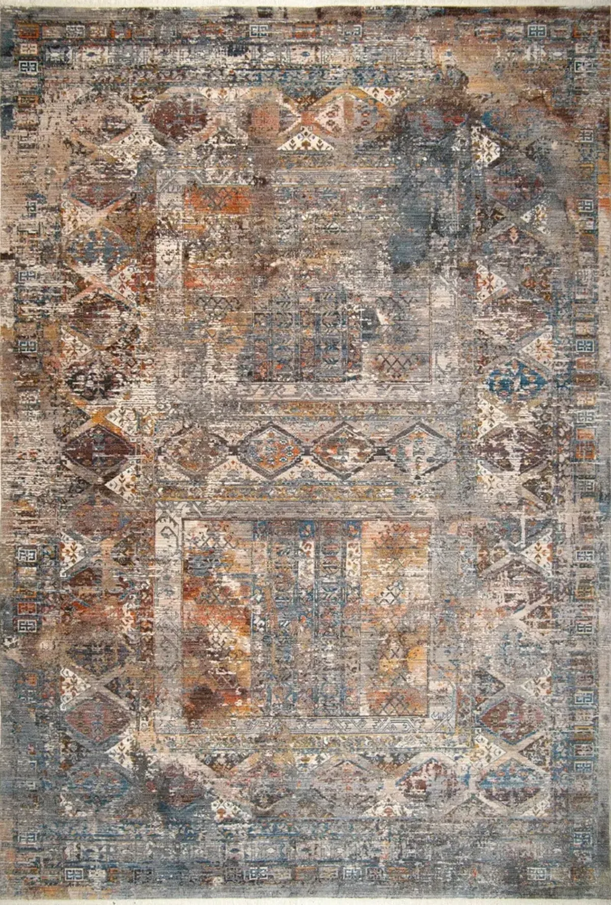 Midsummer 5' x 8' Area Rug - Orange/Blue