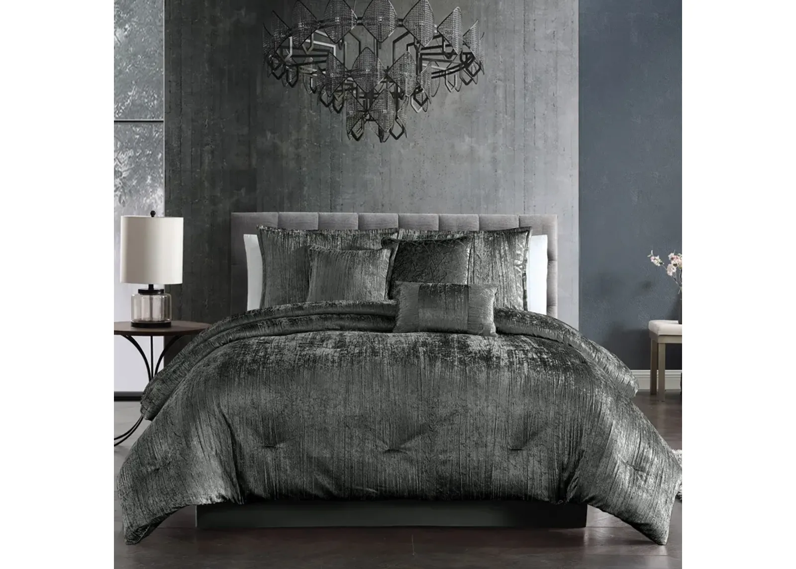 Galway 7-Piece Queen Comforter Set - Charcoal