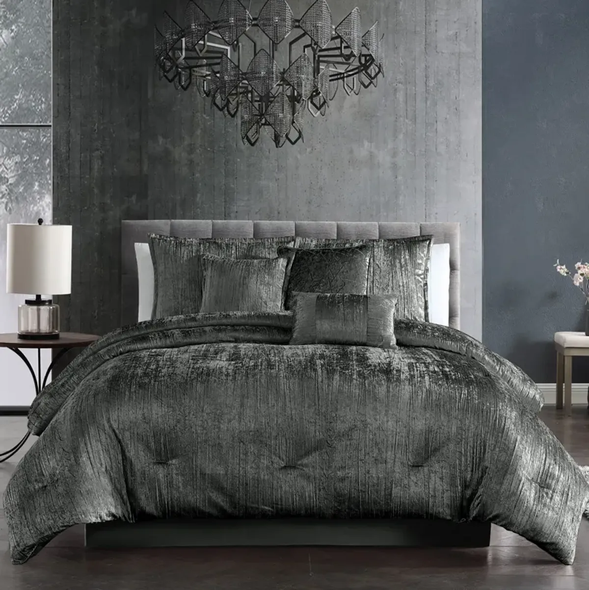 Galway 7-Piece Queen Comforter Set - Charcoal