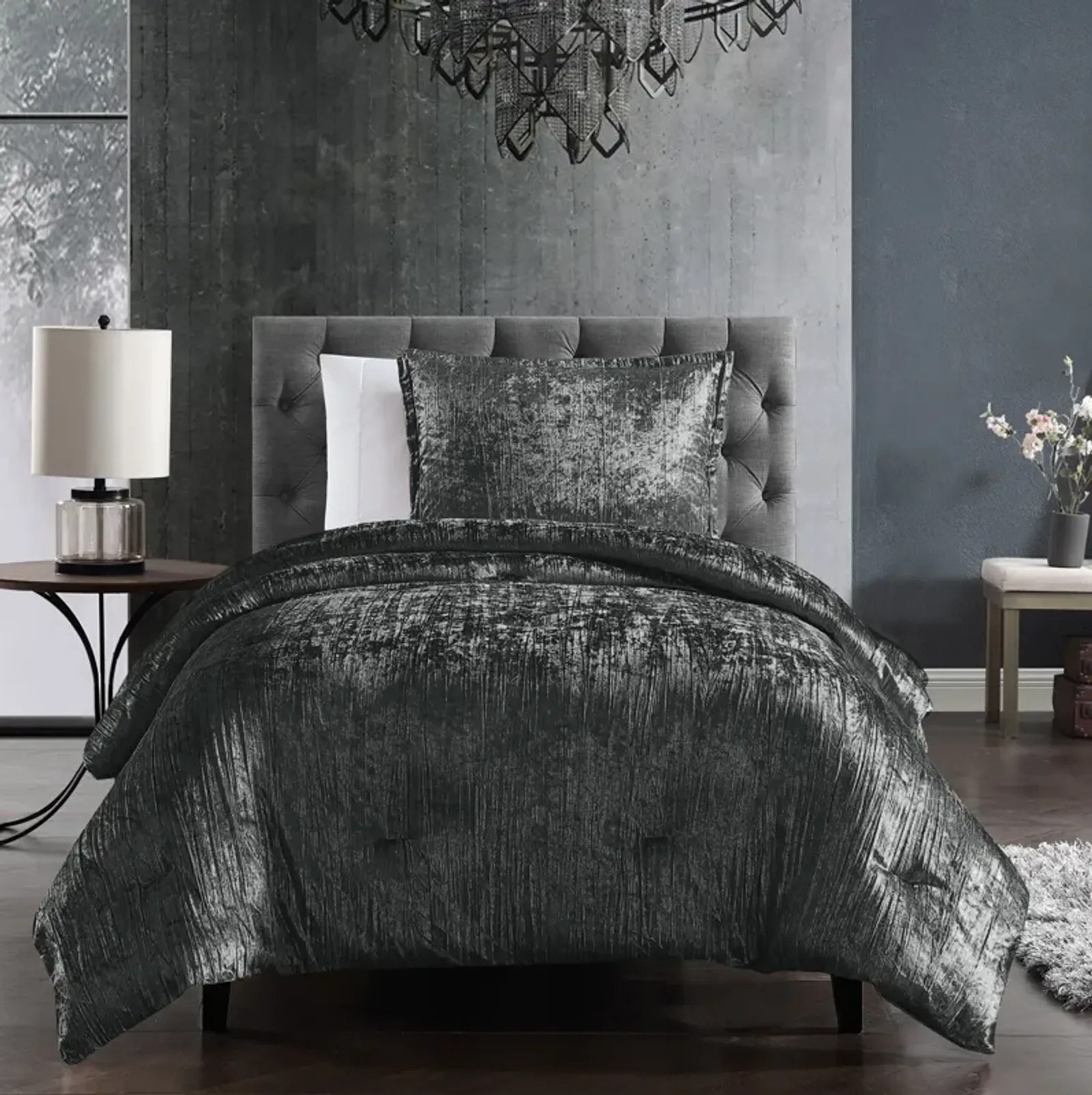 Galway 2-Piece Twin Comforter Set - Charcoal