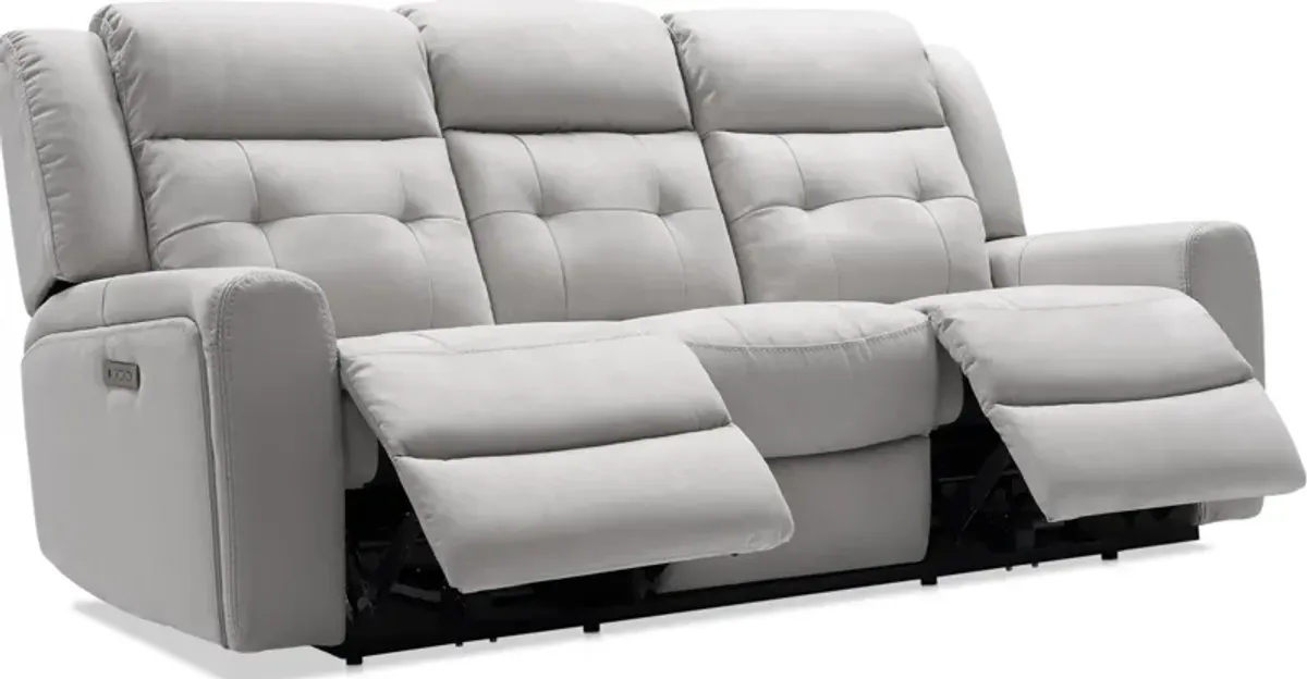 Damen Dual-Power Reclining Sofa with Drop-down Table - Light Gray