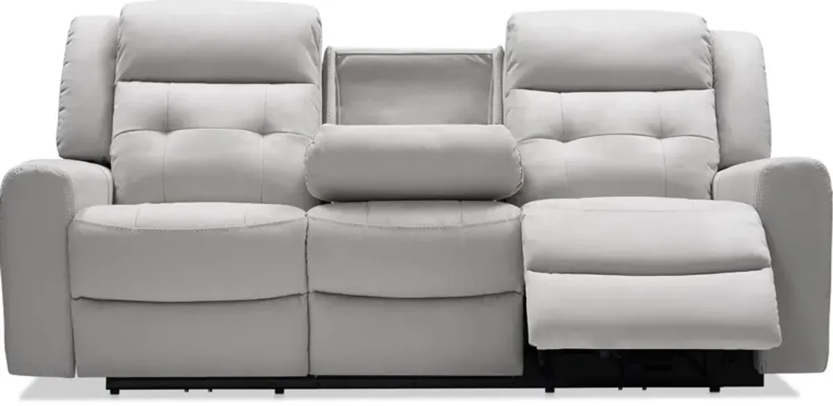 Damen Dual-Power Reclining Sofa with Drop-down Table - Light Gray