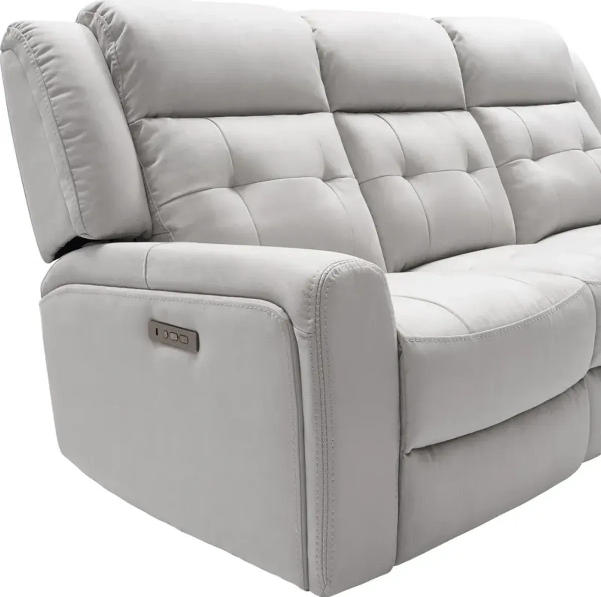 Damen Dual-Power Reclining Sofa with Drop-down Table - Light Gray