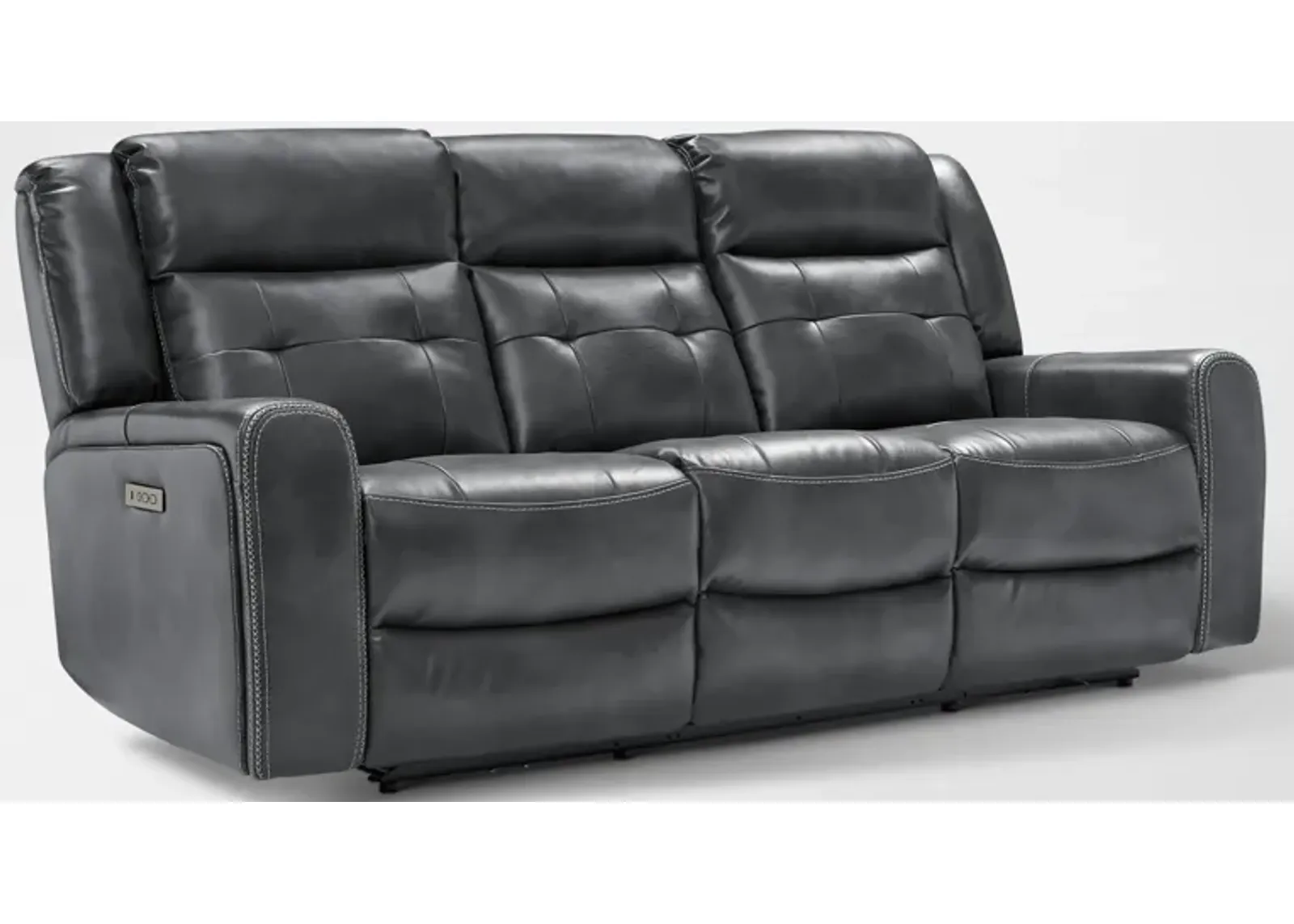 Damen Dual-Power Reclining Sofa with Drop-down Table - Charcoal