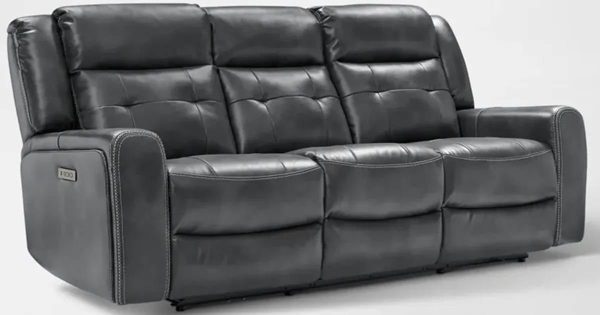 Damen Dual-Power Reclining Sofa with Drop-down Table - Charcoal