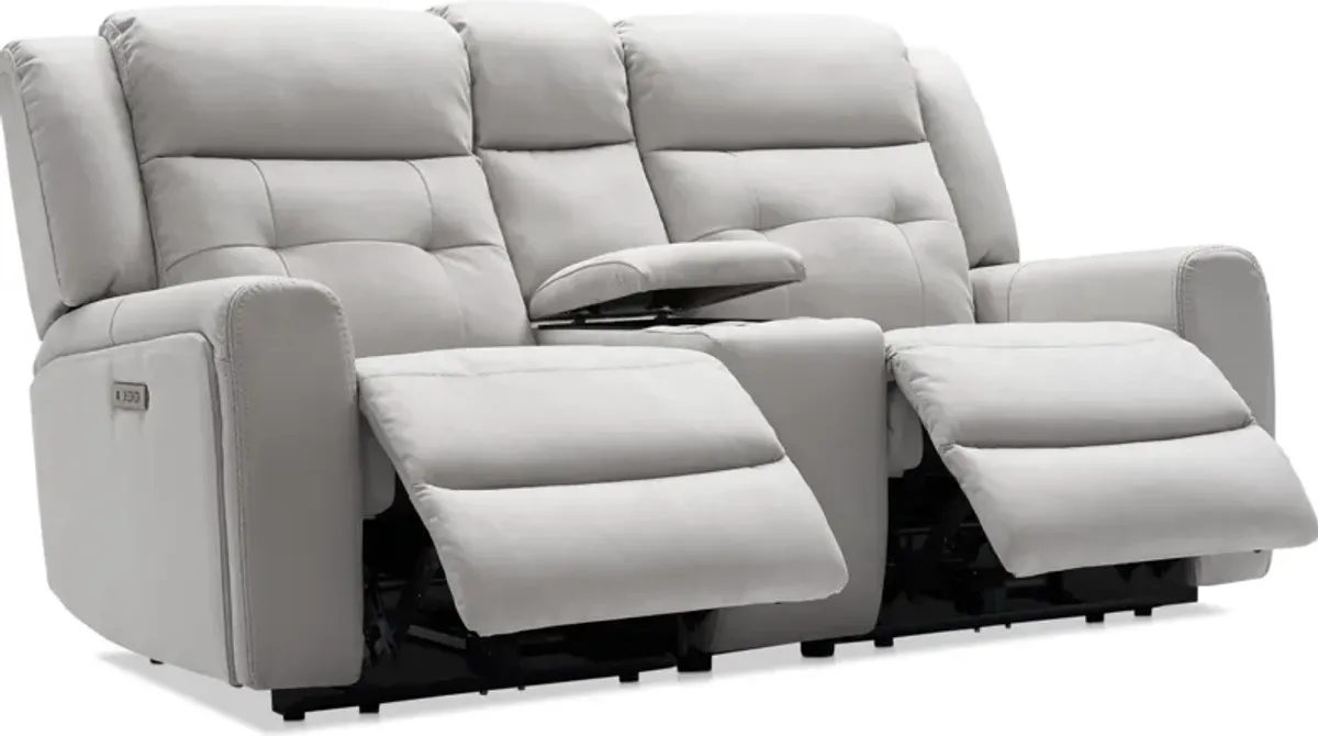 Damen 3-Piece Dual-Power Reclining Loveseat with Console - Light Gray