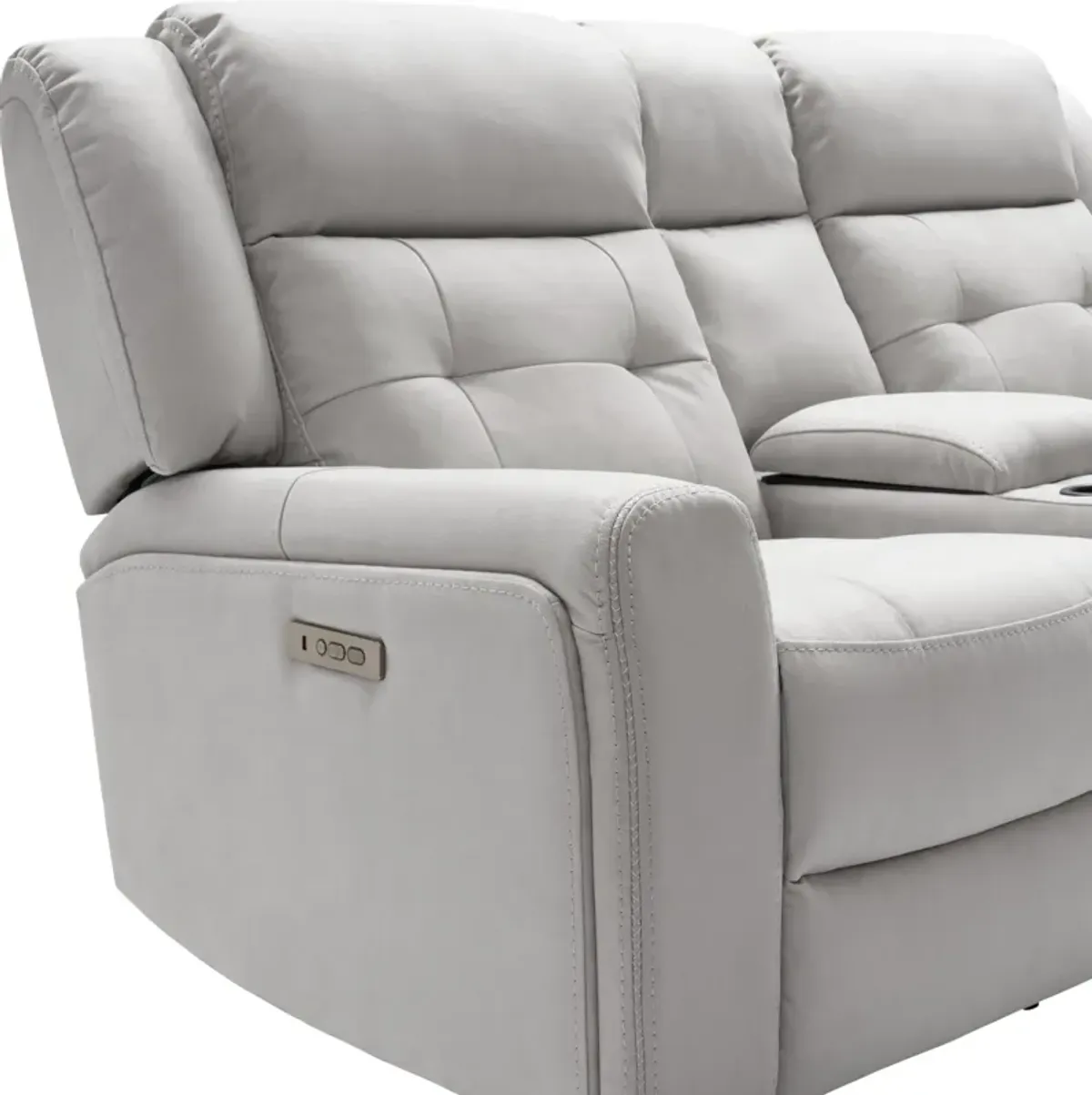 Damen 3-Piece Dual-Power Reclining Loveseat with Console - Light Gray