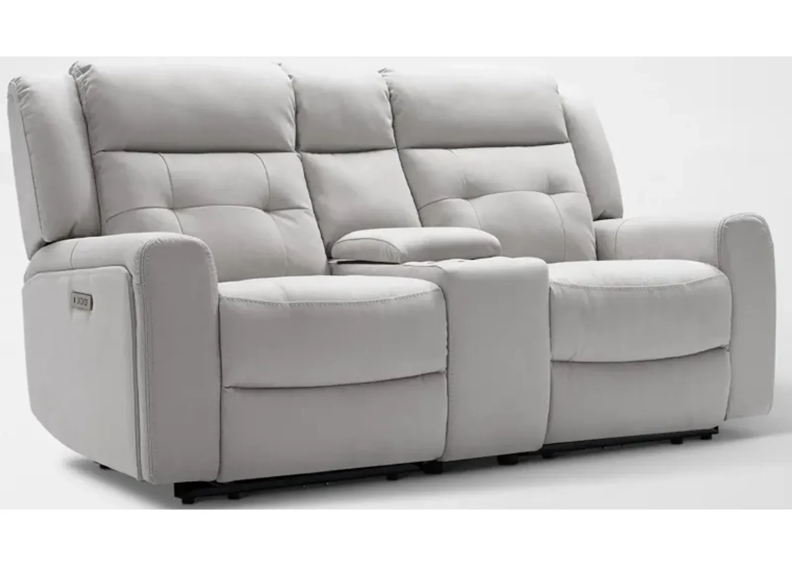 Damen 3-Piece Dual-Power Reclining Loveseat with Console - Light Gray